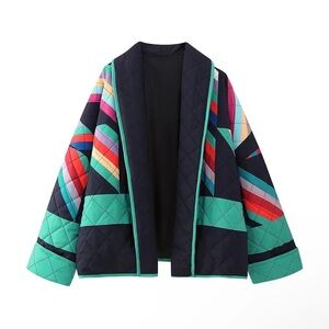 Multi Colored Quilted Cardigan/Jacket, size Large